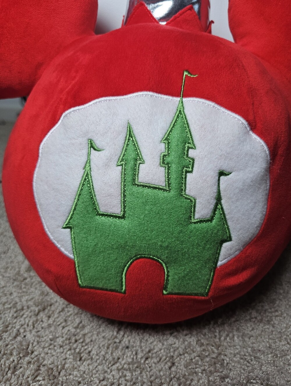 Disney Parks Holiday Christmas Mickey Icon Castle Ornament 16 Inch Pillow - Picture 3 of 5